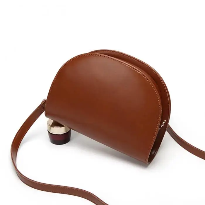 Women Shoulder Bag PU Leather Zipper Semicircle Handbag Simple Casual Messenger Bags Gift Popular 9