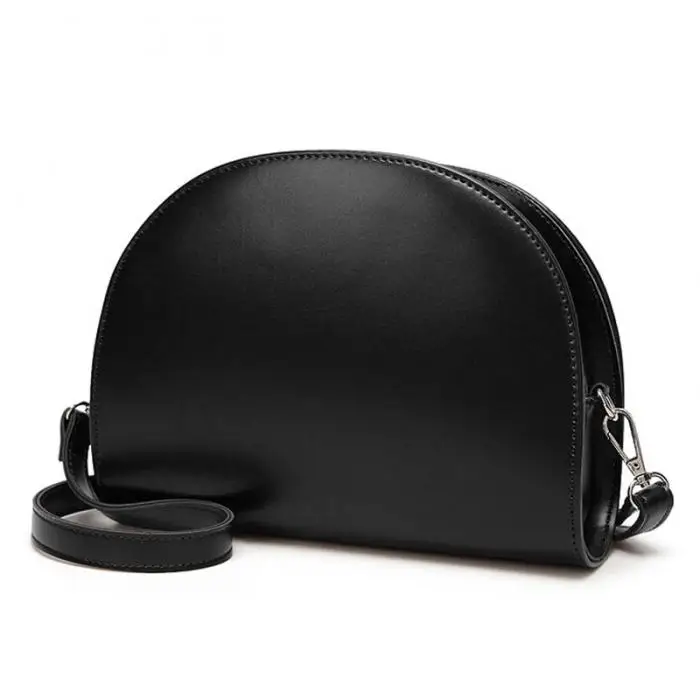 Women Shoulder Bag PU Leather Zipper Semicircle Handbag Simple Casual Messenger Bags Gift Popular 16