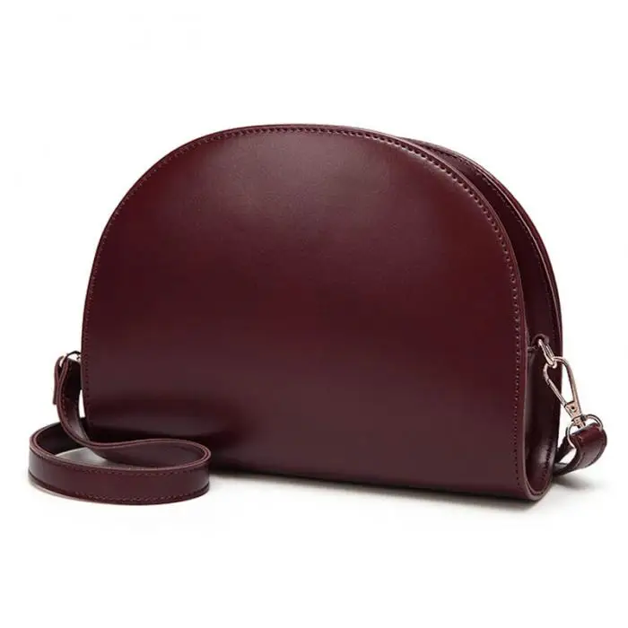 Women Shoulder Bag PU Leather Zipper Semicircle Handbag Simple Casual Messenger Bags Gift Popular 19