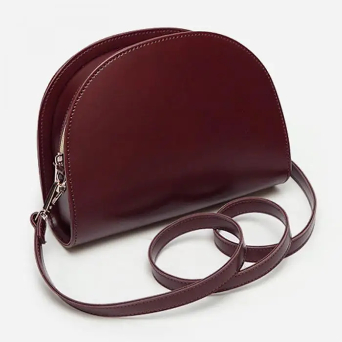 Women Shoulder Bag PU Leather Zipper Semicircle Handbag Simple Casual Messenger Bags Gift Popular 20