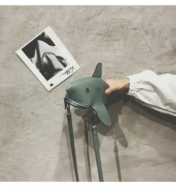 Fun Personality Cute Shark Design Pu Leather Casual Shoulder Bag Tote Crossbody Mini Messenger Bag Handbag Clutch Bag Purse Flap 3