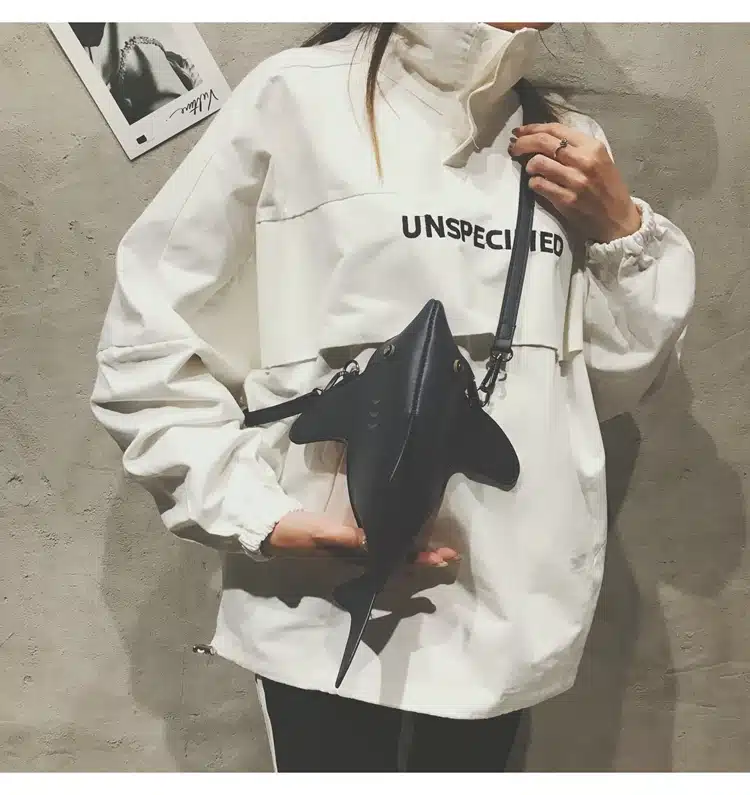 Fun Personality Cute Shark Design Pu Leather Casual Shoulder Bag Tote Crossbody Mini Messenger Bag Handbag Clutch Bag Purse Flap 17
