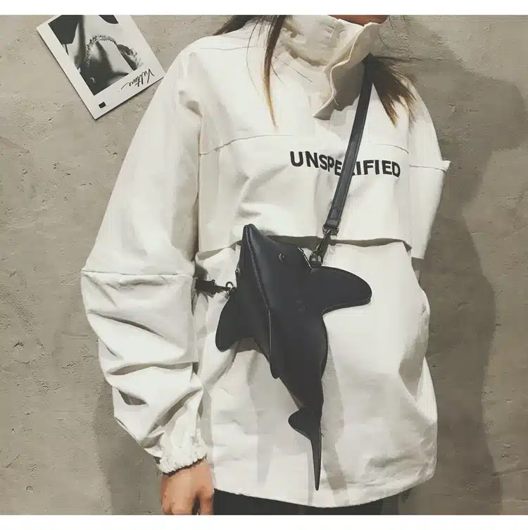 Fun Personality Cute Shark Design Pu Leather Casual Shoulder Bag Tote Crossbody Mini Messenger Bag Handbag Clutch Bag Purse Flap 18