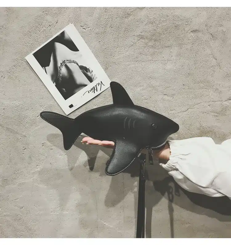 Fun Personality Cute Shark Design Pu Leather Casual Shoulder Bag Tote Crossbody Mini Messenger Bag Handbag Clutch Bag Purse Flap 27