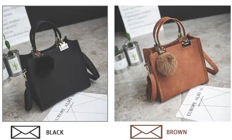 Hot sale handbag women casual tote bag female large shoulder messenger bags high quality PU leather handbag with fur ball bolsa 2