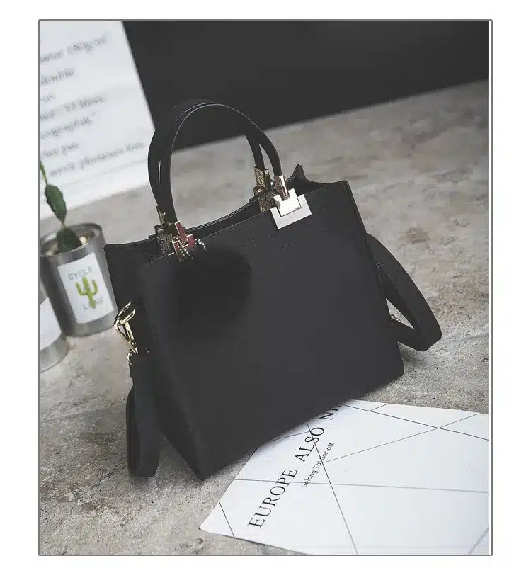Hot sale handbag women casual tote bag female large shoulder messenger bags high quality PU leather handbag with fur ball bolsa 15