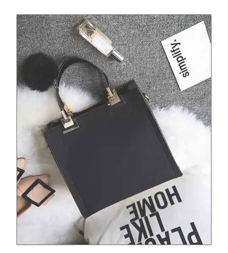 Hot sale handbag women casual tote bag female large shoulder messenger bags high quality PU leather handbag with fur ball bolsa 19