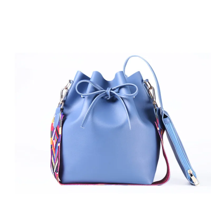 EXCELSIOR Hot Sale High Qulity PU Leather Women's Handbag New Fashionable Bucket Bag Messenger Bags with Colorful Strap G2091 19
