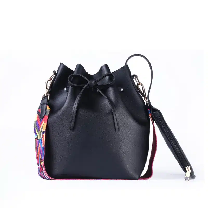 EXCELSIOR Hot Sale High Qulity PU Leather Women's Handbag New Fashionable Bucket Bag Messenger Bags with Colorful Strap G2091 22