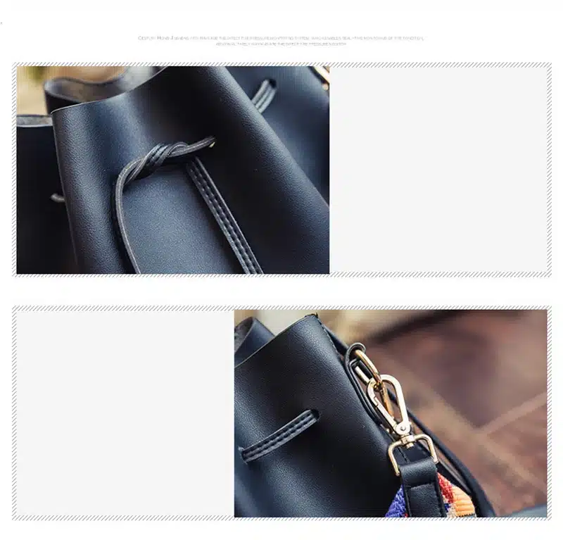 EXCELSIOR Hot Sale High Qulity PU Leather Women's Handbag New Fashionable Bucket Bag Messenger Bags with Colorful Strap G2091 24