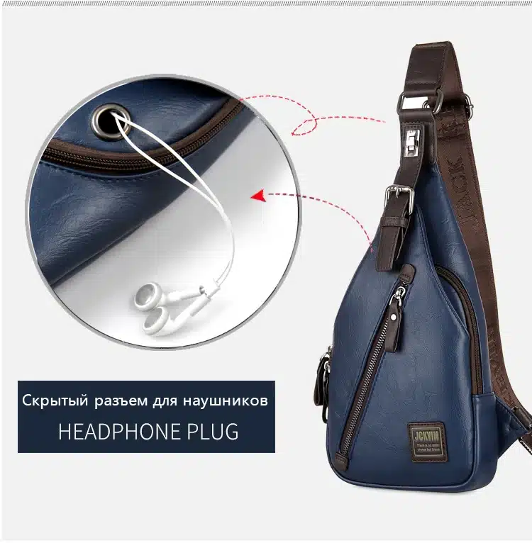 JackKevin Men's Fashion Crossbody Bag Theftproof Rotatable Button Open Leather Chest Bags Men Shoulder Bags Chest Waist Pack 12