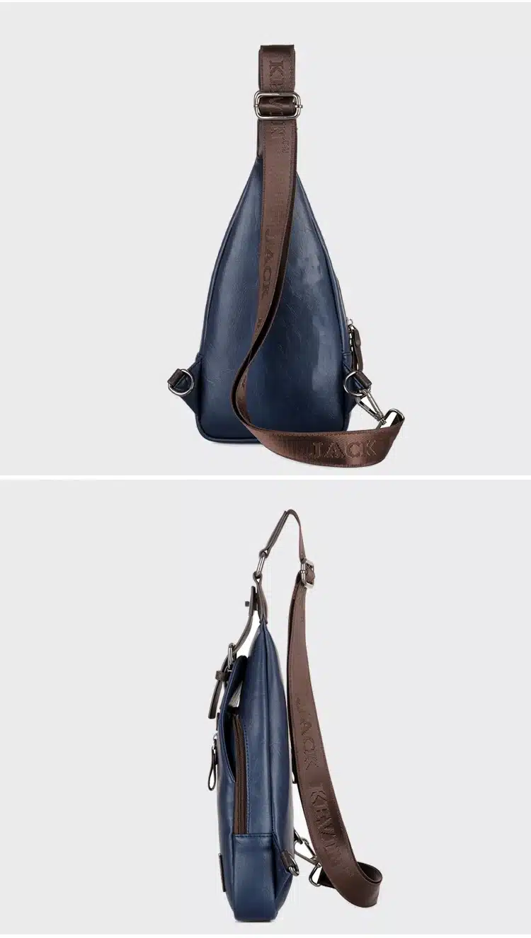 JackKevin Men's Fashion Crossbody Bag Theftproof Rotatable Button Open Leather Chest Bags Men Shoulder Bags Chest Waist Pack 14