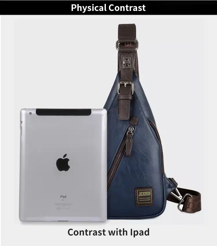 JackKevin Men's Fashion Crossbody Bag Theftproof Rotatable Button Open Leather Chest Bags Men Shoulder Bags Chest Waist Pack 21