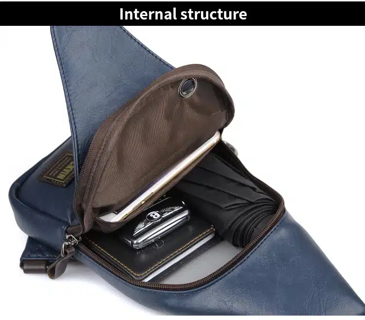 JackKevin Men's Fashion Crossbody Bag Theftproof Rotatable Button Open Leather Chest Bags Men Shoulder Bags Chest Waist Pack 22