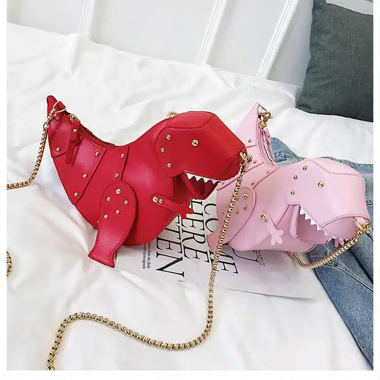 DUSUN Rivet Personality Dinosaur Design Fashion Leather Crossbody Mini Messenger Bag Women Chain Purse Female Shoulder Bag Gift 17