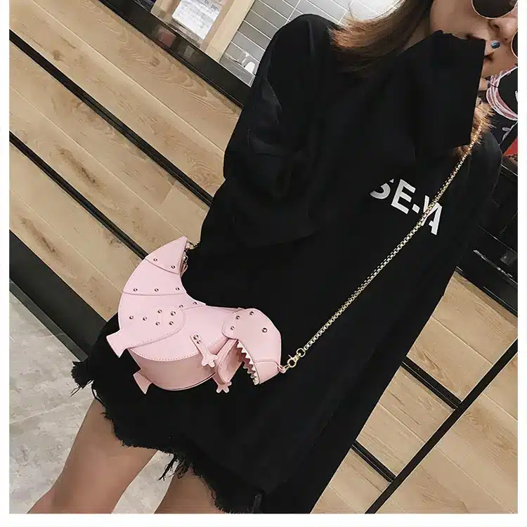 DUSUN Rivet Personality Dinosaur Design Fashion Leather Crossbody Mini Messenger Bag Women Chain Purse Female Shoulder Bag Gift 26