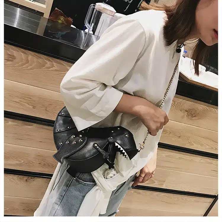 DUSUN Rivet Personality Dinosaur Design Fashion Leather Crossbody Mini Messenger Bag Women Chain Purse Female Shoulder Bag Gift 30