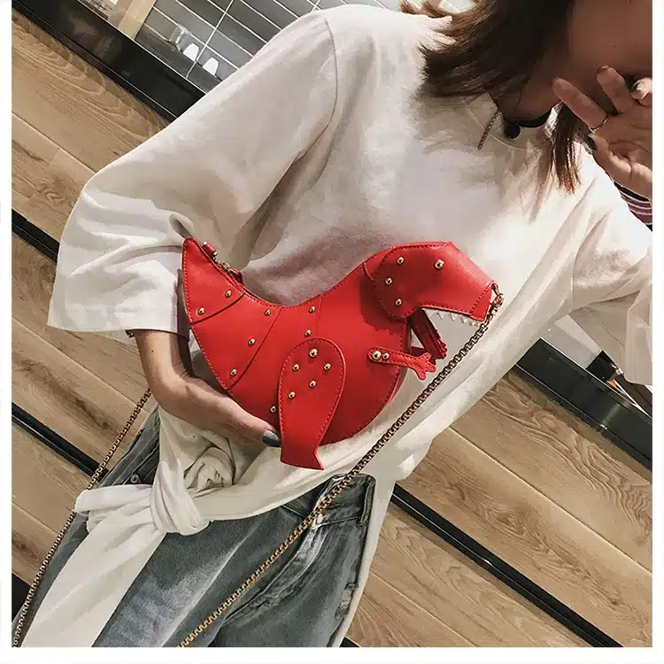 DUSUN Rivet Personality Dinosaur Design Fashion Leather Crossbody Mini Messenger Bag Women Chain Purse Female Shoulder Bag Gift 32