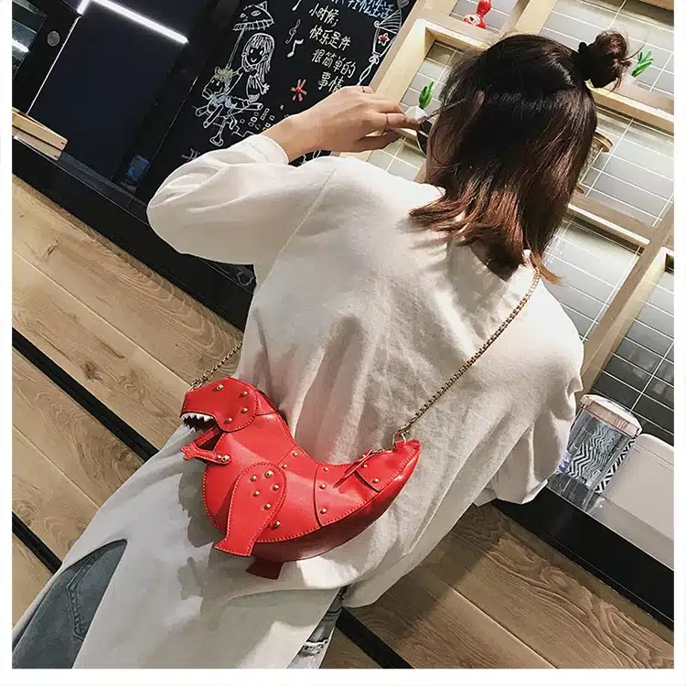 DUSUN Rivet Personality Dinosaur Design Fashion Leather Crossbody Mini Messenger Bag Women Chain Purse Female Shoulder Bag Gift 34
