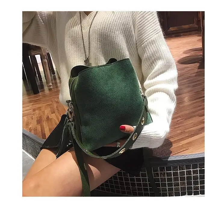 2018 Fashion Scrub Women Bucket Bag Vintage Tassel Messenger Bag High Quality Retro Shoulder Bag Simple Crossbody Bag Tote LB651 12