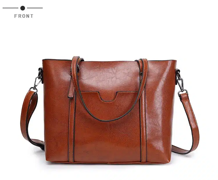 Oil Wax PU Leather Large Capacity Tote Bag 16