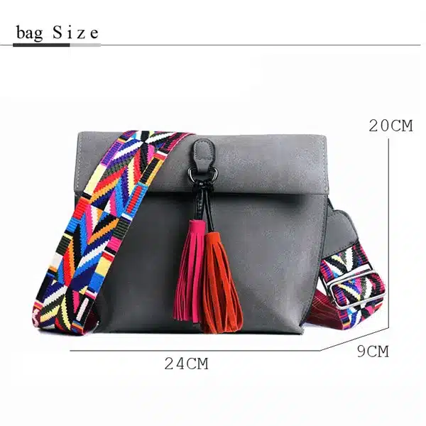 EXCELSIOR Hot Selling Star Top Quality Scrub PU Crossbody Bag Stylish Women's Bag Tassel Shoulder Bags with Colorful Strap G2090 12