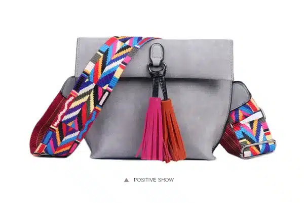 EXCELSIOR Hot Selling Star Top Quality Scrub PU Crossbody Bag Stylish Women's Bag Tassel Shoulder Bags with Colorful Strap G2090 19