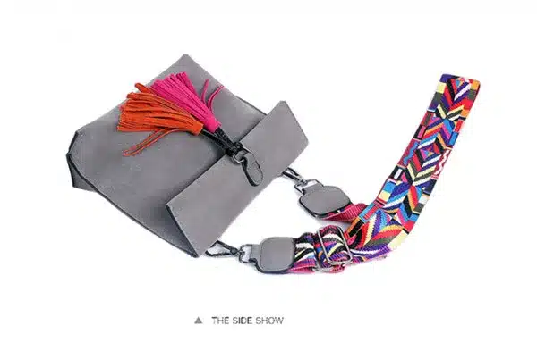 EXCELSIOR Hot Selling Star Top Quality Scrub PU Crossbody Bag Stylish Women's Bag Tassel Shoulder Bags with Colorful Strap G2090 21