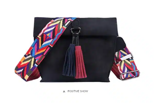 EXCELSIOR Hot Selling Star Top Quality Scrub PU Crossbody Bag Stylish Women's Bag Tassel Shoulder Bags with Colorful Strap G2090 22