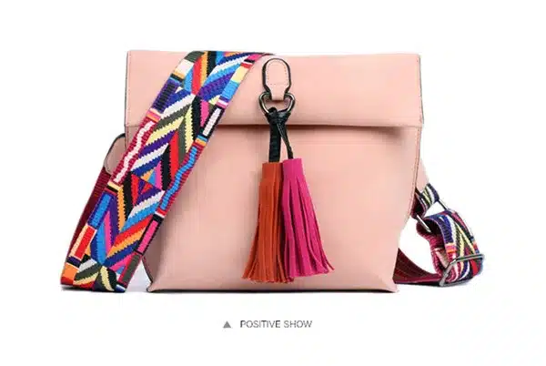EXCELSIOR Hot Selling Star Top Quality Scrub PU Crossbody Bag Stylish Women's Bag Tassel Shoulder Bags with Colorful Strap G2090 24