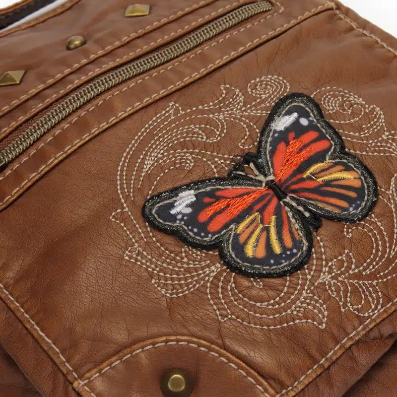 Annmouler Vintage Women Shoulder Bag 2 Colors Crossbody Bag Butterfly Embroidery Soft Messenger Bag for Ladies Pu Leather Purse 16