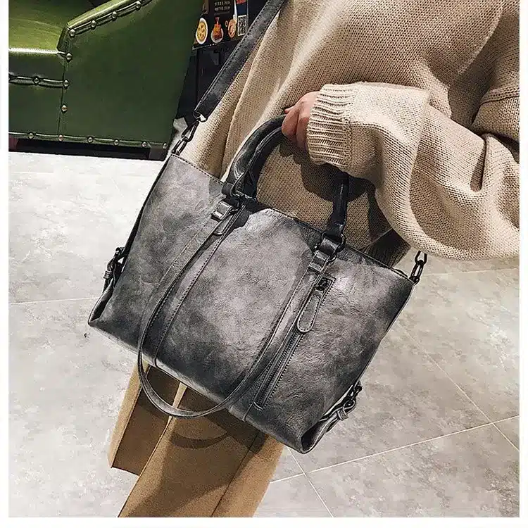 Retro larger capacity PU leather wome shoulder bag 9
