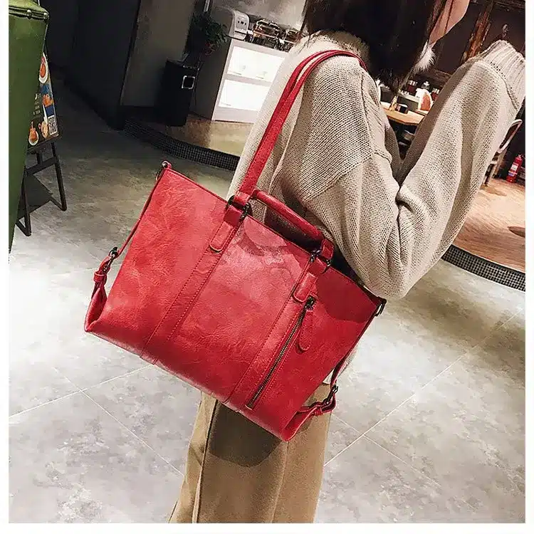 Retro larger capacity PU leather wome shoulder bag 10