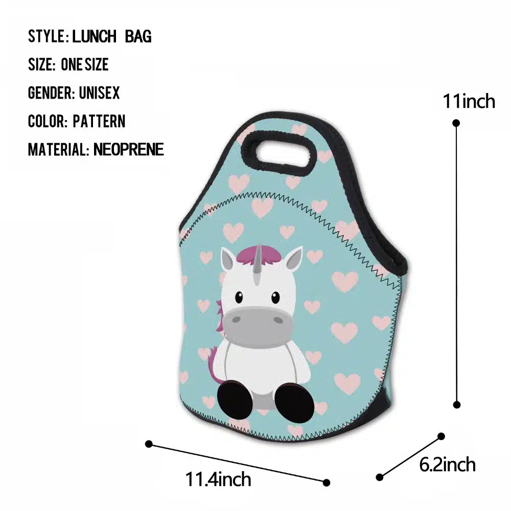Deanfun Unicorn Lunch Bag 3D Printed Waterpoof Neoprene Kids for School Food Package 73092 10