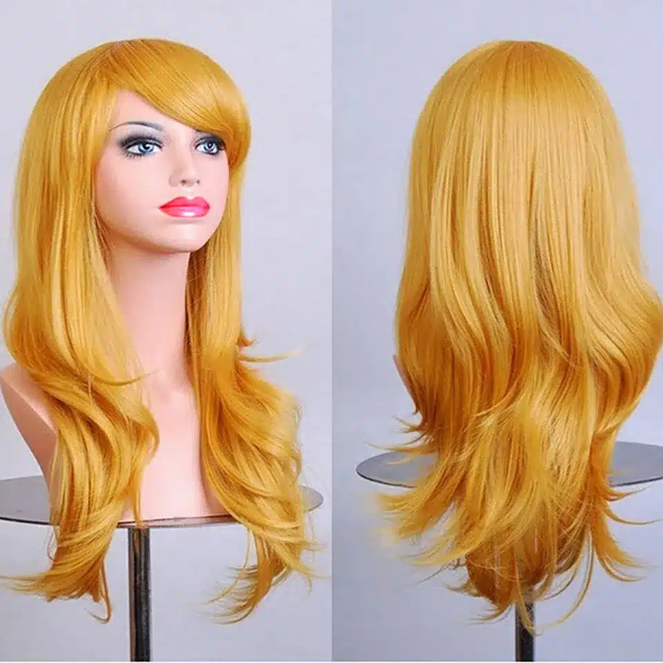 JINKAILI 65CM Long Wave Synthetic Wigs for black women Cosplay wig Blonde Blue Red Pink Grey Purple Hair for human party 3