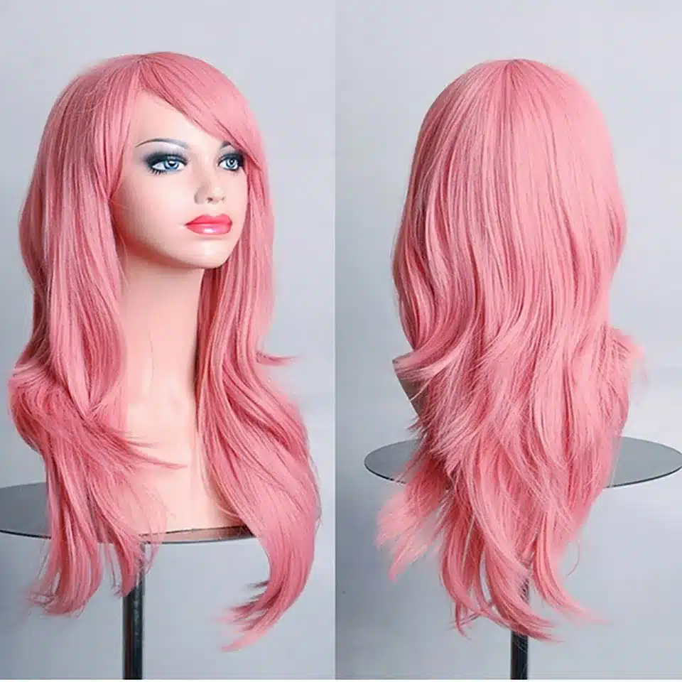 JINKAILI 65CM Long Wave Synthetic Wigs for black women Cosplay wig Blonde Blue Red Pink Grey Purple Hair for human party 6