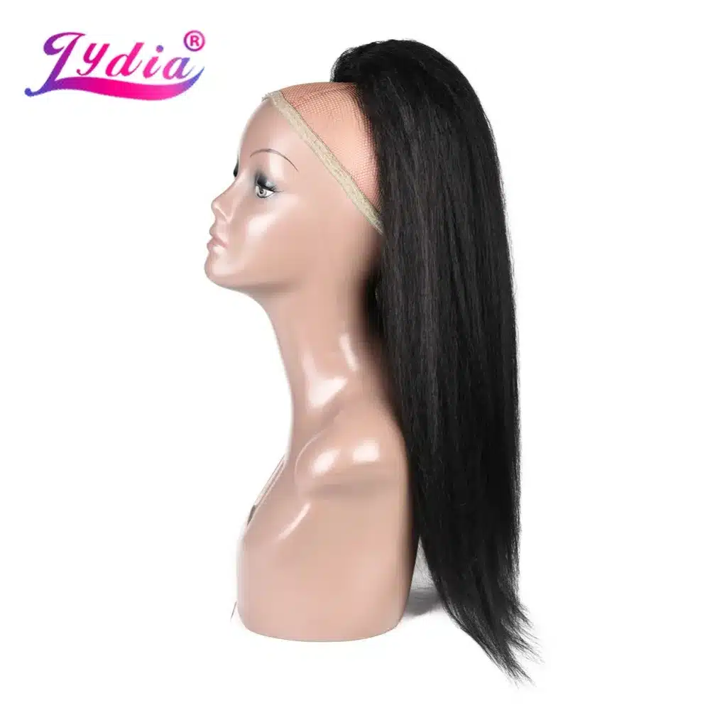 Lydia Heat Resistant Synthetic 20"-22" Kinky Straight Hair With Two Plastic Combs Ponytail Extensions All Colors Available 5