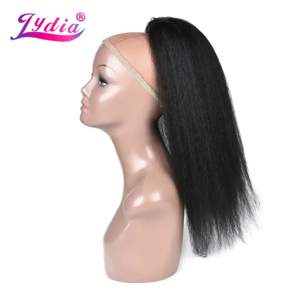 Lydia Heat Resistant Synthetic 20"-22" Kinky Straight Hair With Two Plastic Combs Ponytail Extensions All Colors Available 9
