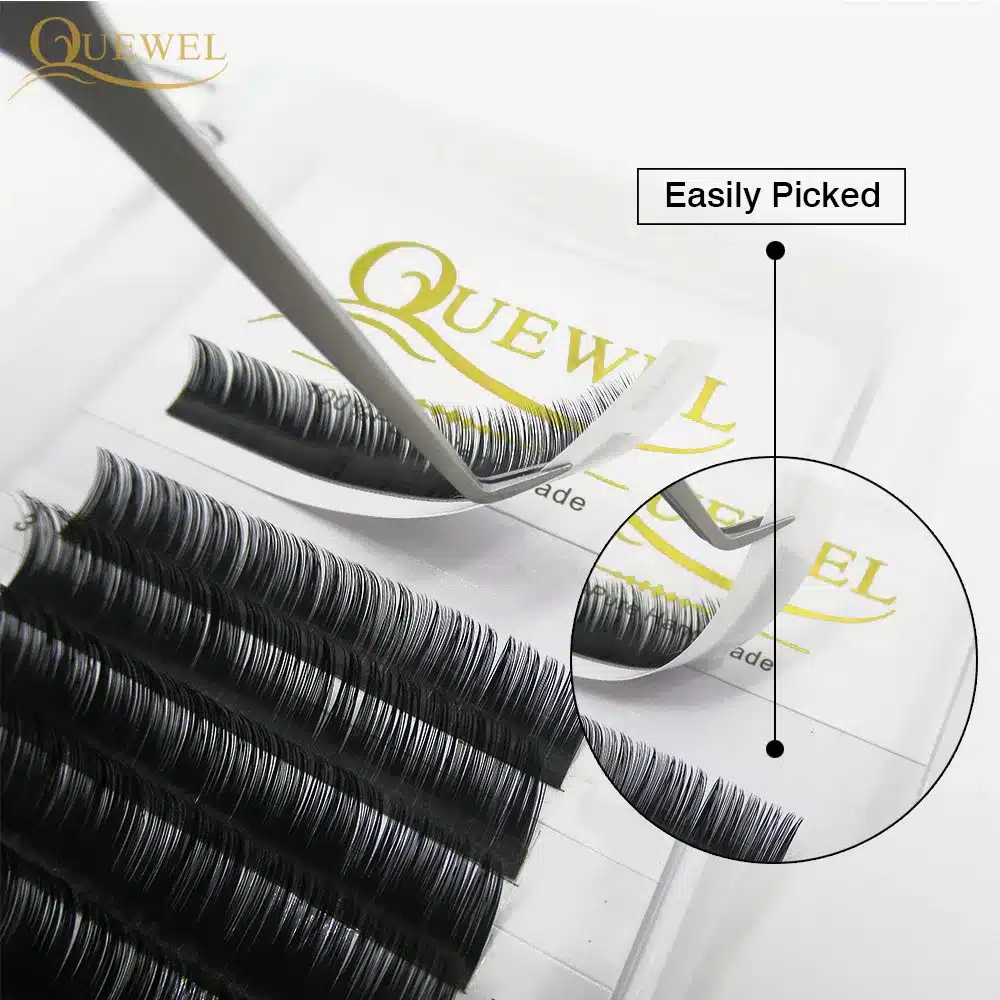 False Eyelash Extension 12 Lines/Tray Silk Cilios Soft Individual Eye lash Extensions C/CC/D Curl Russian Volume Lashes Quewel 11