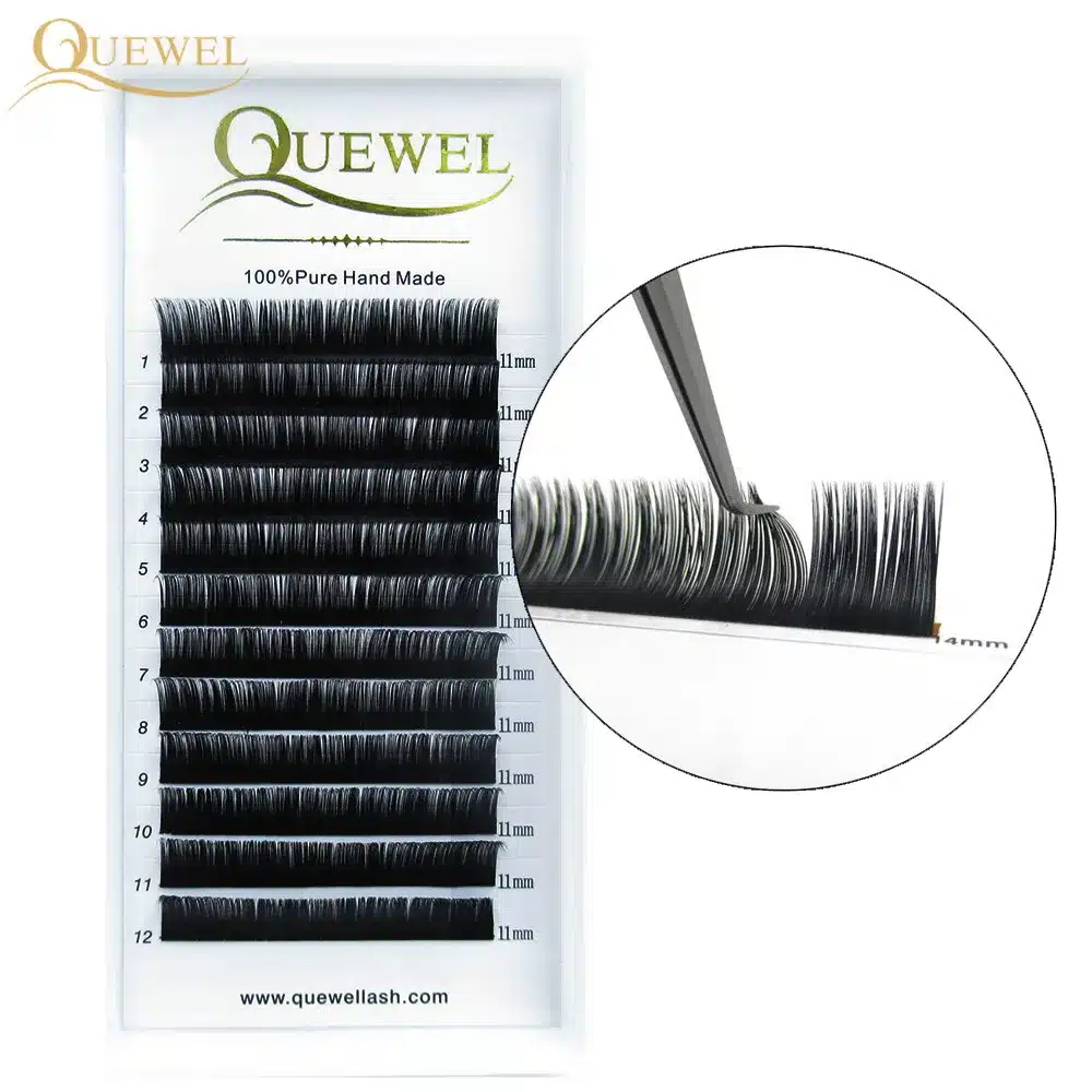 False Eyelash Extension 12 Lines/Tray Silk Cilios Soft Individual Eye lash Extensions C/CC/D Curl Russian Volume Lashes Quewel 15