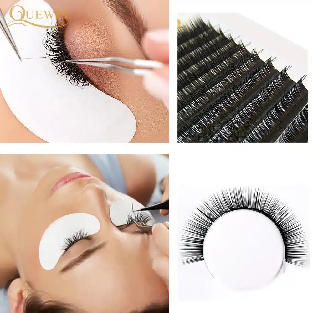 False Eyelash Extension 12 Lines/Tray Silk Cilios Soft Individual Eye lash Extensions C/CC/D Curl Russian Volume Lashes Quewel 16
