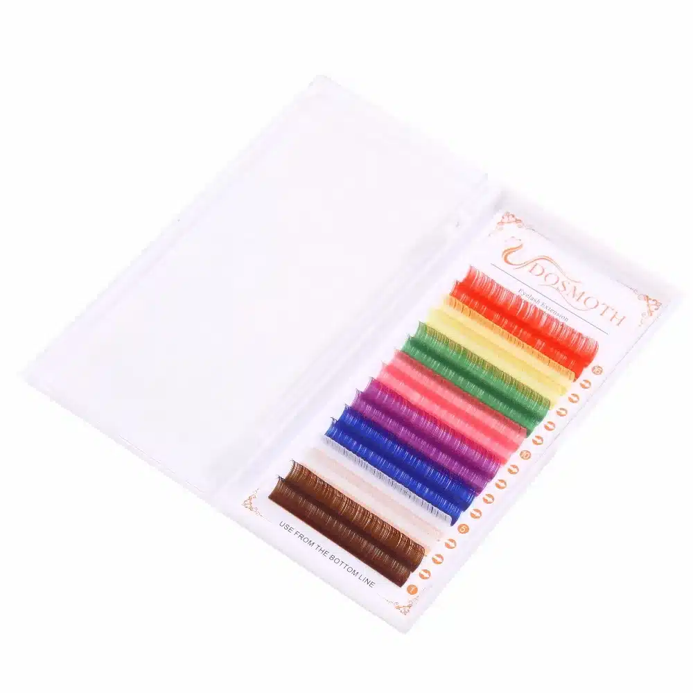 Color lashs mix in one tray, high quality synthetic mink,natural mink,individual eyelash extension Red White Brown Green 14