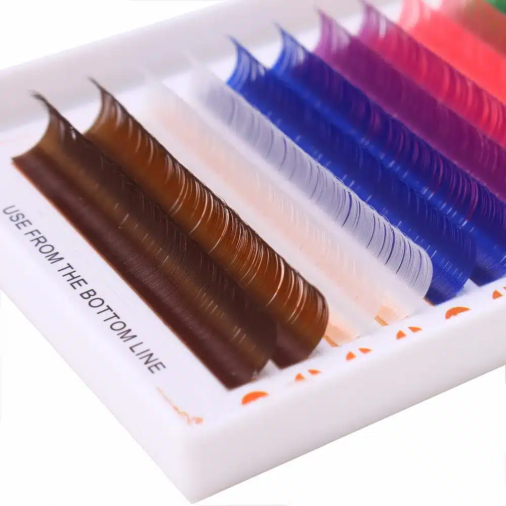 Color lashs mix in one tray, high quality synthetic mink,natural mink,individual eyelash extension Red White Brown Green 16