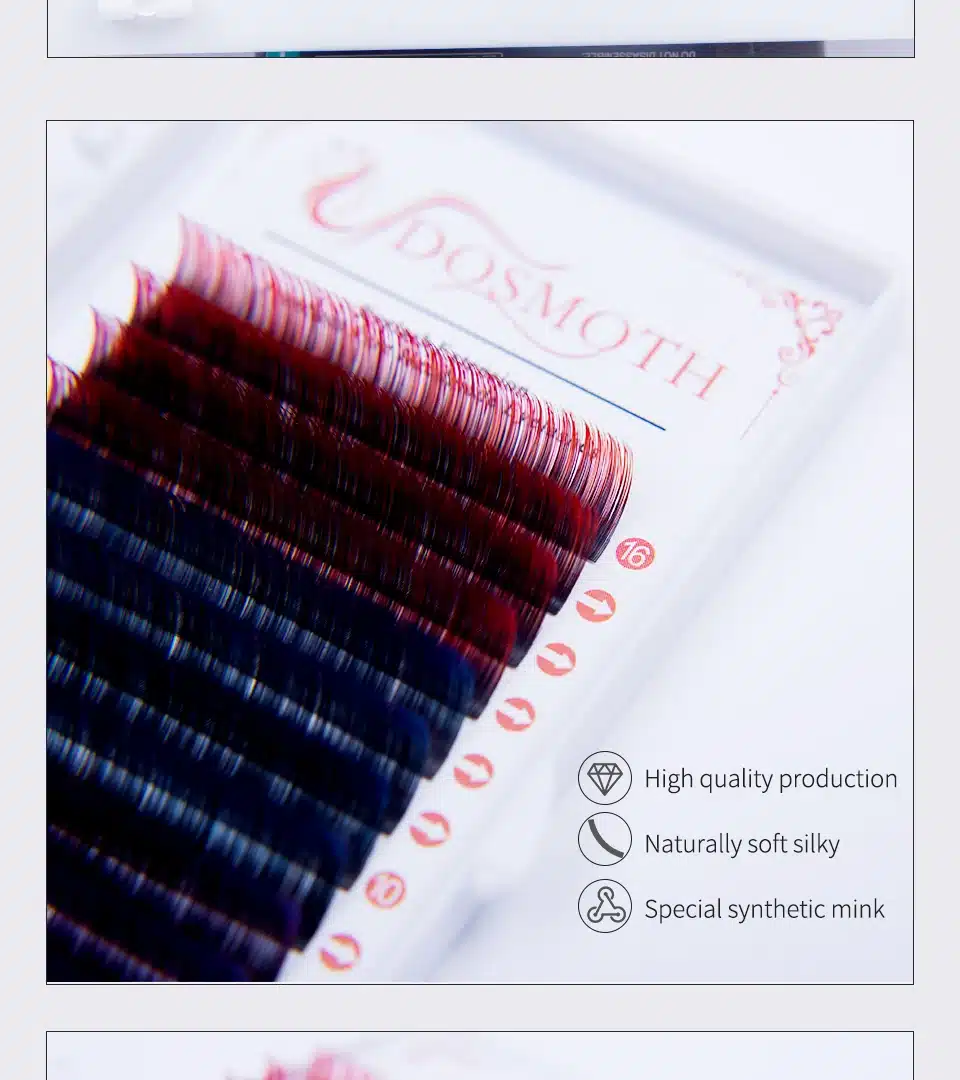Color lashs mix in one tray, high quality synthetic mink,natural mink,individual eyelash extension Red White Brown Green 19
