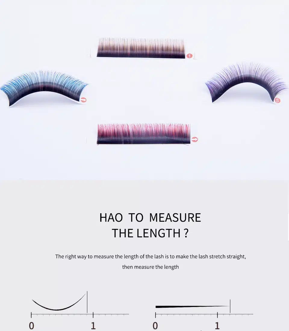Color lashs mix in one tray, high quality synthetic mink,natural mink,individual eyelash extension Red White Brown Green 20