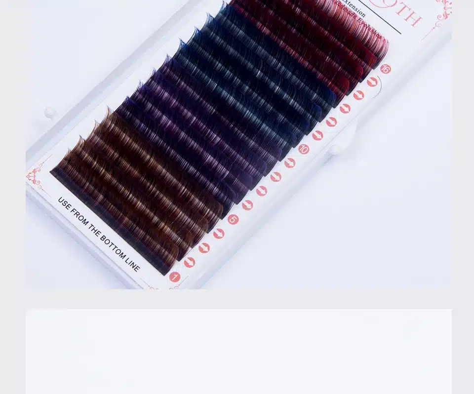 Color lashs mix in one tray, high quality synthetic mink,natural mink,individual eyelash extension Red White Brown Green 23