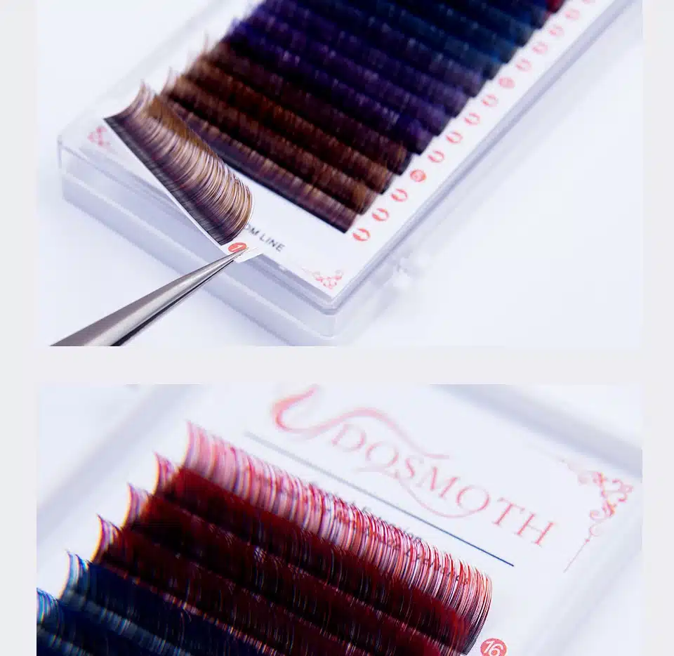 Color lashs mix in one tray, high quality synthetic mink,natural mink,individual eyelash extension Red White Brown Green 25