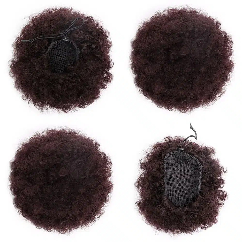 Doris beauty Synthetic Puff Afro Short Kinky Curly Chignon Hair Bun Drawstring Ponytail Wrap Hairpiece Fake Hair Extensions 14