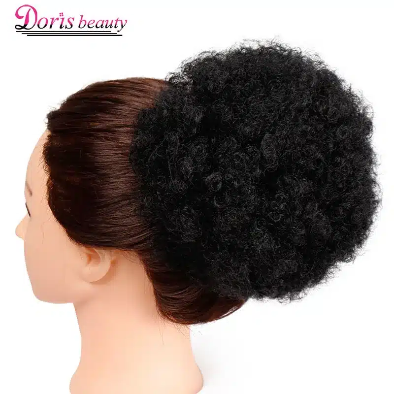 Doris beauty Synthetic Puff Afro Short Kinky Curly Chignon Hair Bun Drawstring Ponytail Wrap Hairpiece Fake Hair Extensions 17