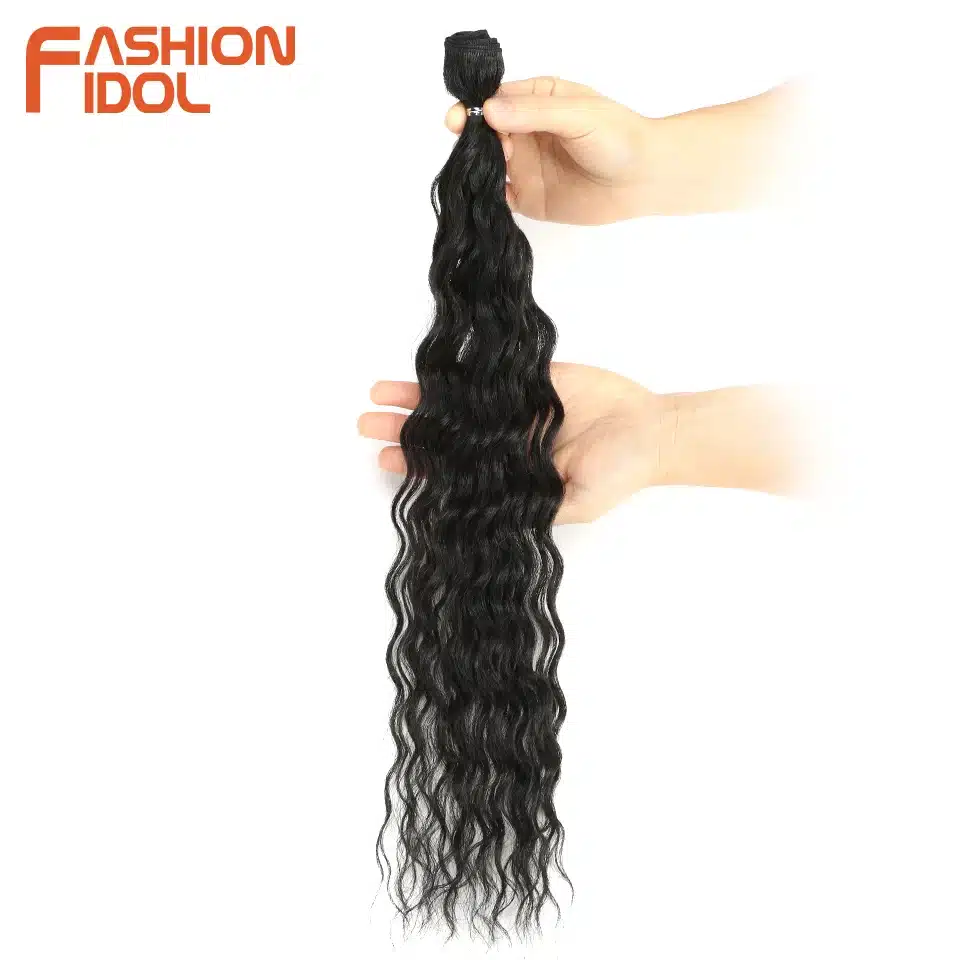 FASHION IDOL Water Wave Hair Bundles With Closure Synthetic Hair Extensions Ombre Blonde Silver Grey Hair 9Pcs/Pack 20inch Fiber 11